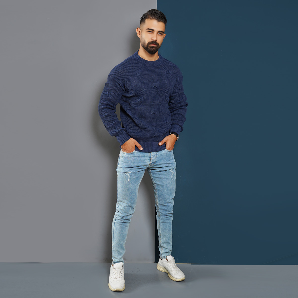 پلیور زاپ دارآبی نفتی مردانه مدلDeta