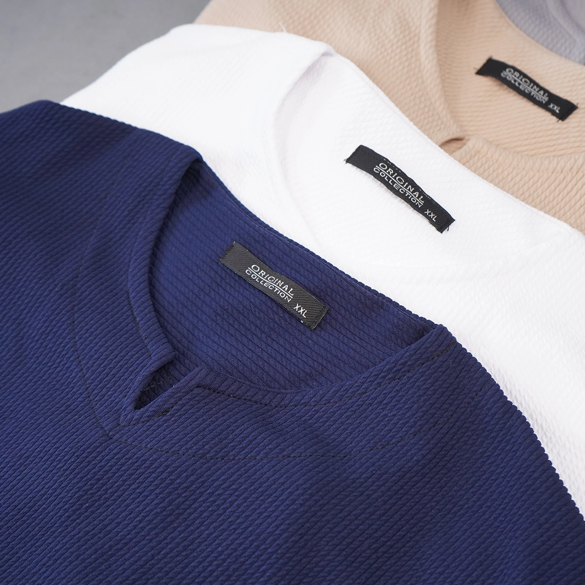 بلوز مردانه سرمه ای یقه کوبایی مدل Etron